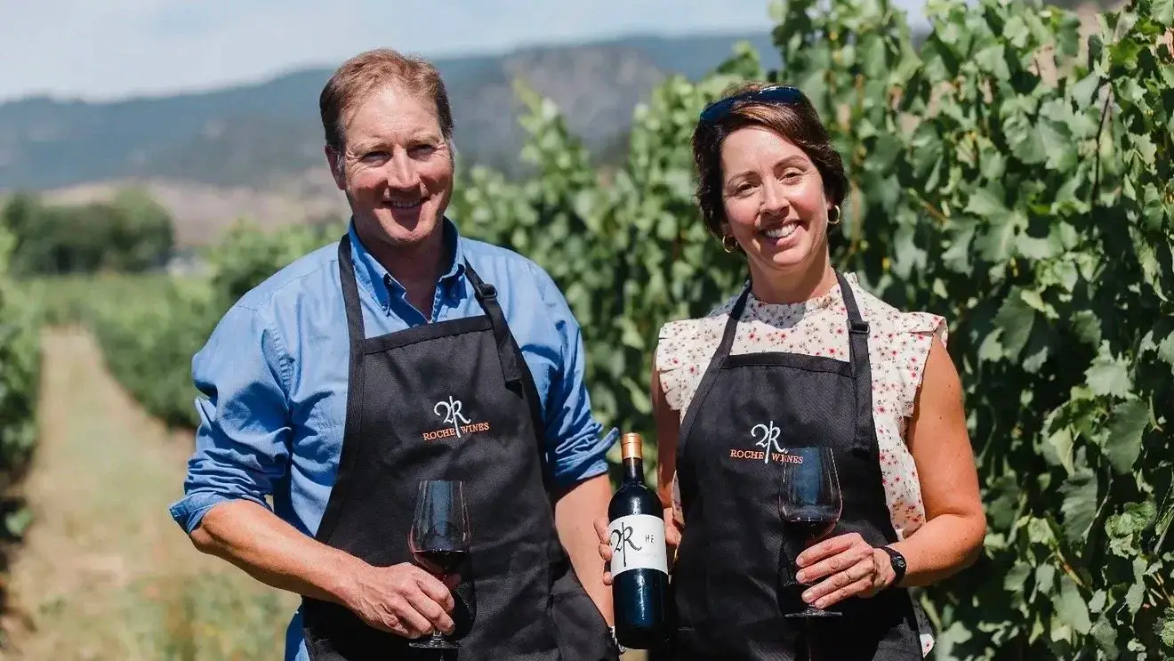 Dylan and Penelope Roche in the vineyard
